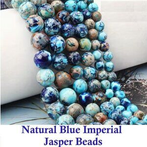 Natural Blue Imperial Jasper Beads   10mm   25 Beads